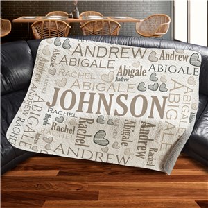 Personalized Family Word Art Quilted Blanket by Gifts For You Now