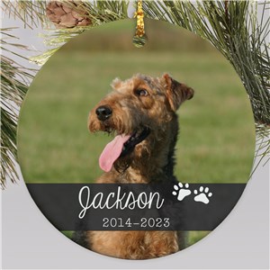 Round Personalized Pet Photo Memorial Christmas Ornament by Gifts For You Now