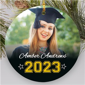 Personalized Custom Graduation Holiday Christmas Ornament - Black - Large by Gifts For You Now