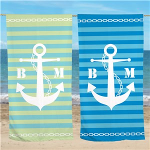 Personalized Anchor Stripe Beach Towel by Gifts For You Now