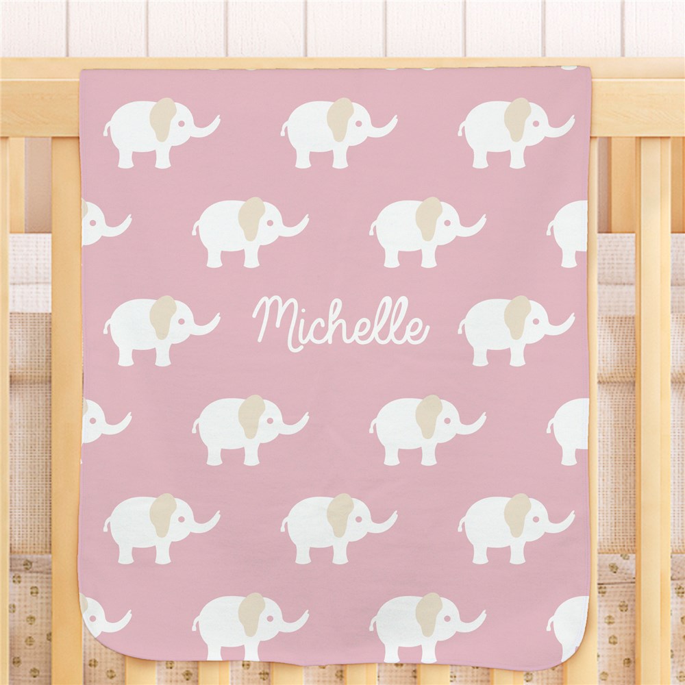 Personalized Baby Elephant Fleece Blanket U960151