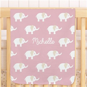 Image of Personalized Baby Elephant Fleece Blanket