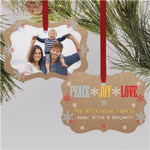 Personalized Peace Joy Love Double Sided Photo Christmas Ornament by Gifts For You Now