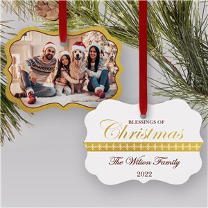 Personalized Blessings of Christmas Double Sided Photo Christmas Ornament by Gifts For You Now