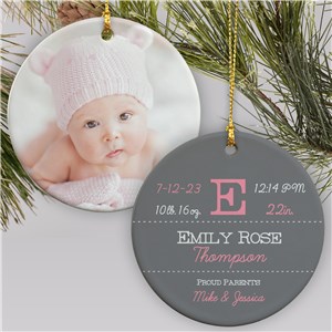 New Arrival Personalized Photo Christmas Ornament - Pink - Large by Gifts For You Now
