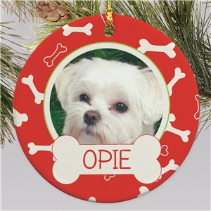 Personalized Dog Bone Photo Christmas Ornament by Gifts For You Now