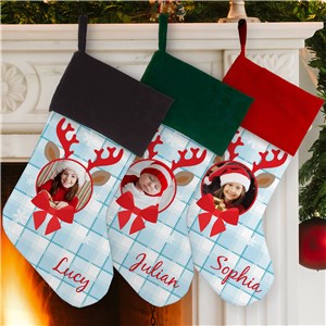 Personalized Photo Reindeer Custom Stocking by Gifts For You Now