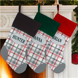 Classic Plaid Personalized Christmas Stocking by Gifts For You Now