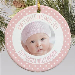 Baby's First Christmas Ornament Personalized - Pink - Large by Gifts For You Now