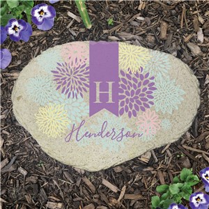 Personalized Abstract Floral Flat Garden Stone by Gifts For You Now