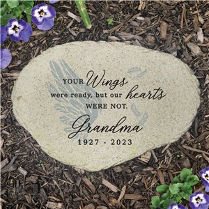 Personalized Your Wings Were Ready Memorial Flat Garden Stone by Gifts For You Now