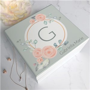 Personalized Floral Initial and Name Jewelry Box by Gifts For You Now