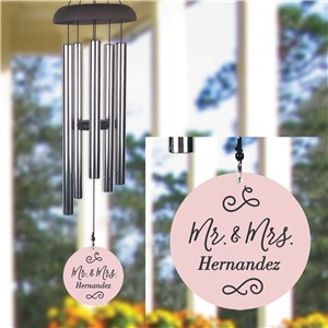 Personalized Mr. & Mrs. Wind Chime - Grey - 30" Wind Chime by Gifts For You Now
