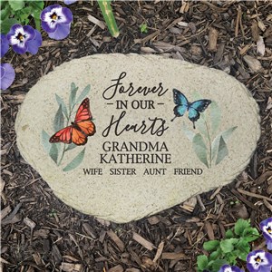 Personalized Butterflies Forever in our Hearts Flat Garden Stone by Gifts For You Now