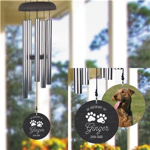 Personalized Paw Prints with Heart and Photo Wind Chime by Gifts For You Now