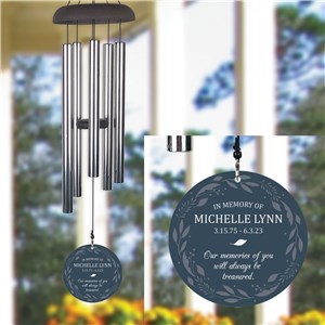Personalized Memories of You with Wreath Wind Chime - Burgundy - 30" Wind Chime by Gifts For You Now