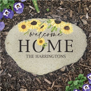 Personalized Sunflowers Welcome Home Flat Garden Stone by Gifts For You Now