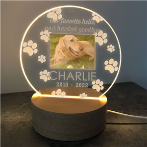 Personalized Favorite Hello Hardest Goodbye Round Light Up LED Sign by Gifts For You Now