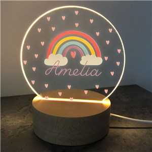 Personalized Rainbow & Hearts Round Custom LED Sign by Gifts For You Now