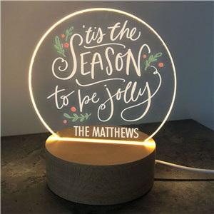 Personalized Tis the Season Round Light Up LED Sign by Gifts For You Now