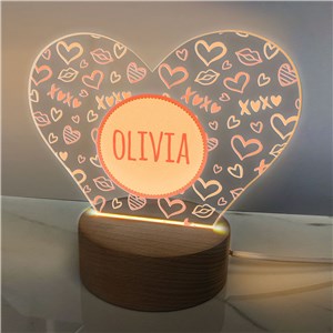 Personalized XOXO Heart Pattern LED Heart Shaped Sign by Gifts For You Now