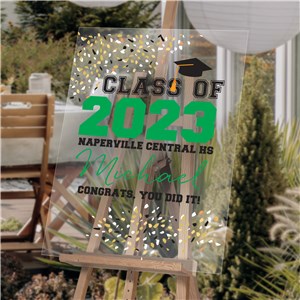 Personalized Class of Graduation Acrylic Sign - Black - 18x24 Sign by Gifts For You Now