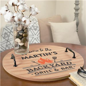 Personalized Backyard Grill & Bar Round Tray by Gifts For You Now