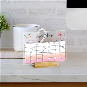 Personalized Floral Name Calendar Acrylic Tabletop Sign by Gifts For You Now