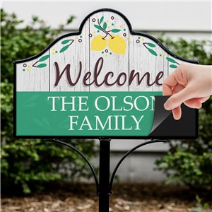 Image of Welcome Lemon Wreath Magnetic Personalized Sign