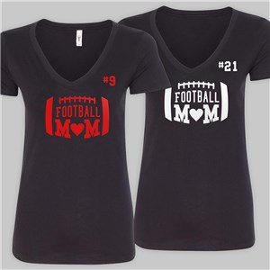 Image of Personalized Football Mom Black V-Neck T-Shirt