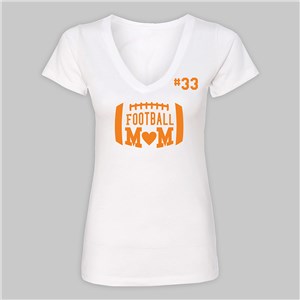 Image of Personalized Football Mom White V-Neck T-Shirt