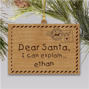 Personalized Engraved Dear Santa Wood Cut Christmas Ornament by Gifts For You Now