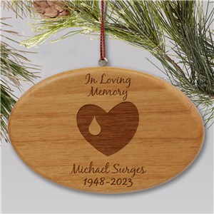 Personalized Engraved In Loving Memory Memorial Christmas Ornament Wooden Oval by Gifts For You Now