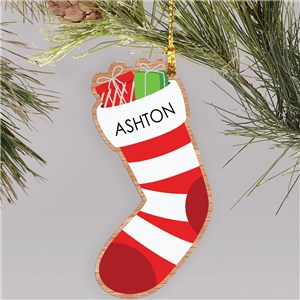 Personalized Stuffed Stocking Wood Christmas Ornament by Gifts For You Now