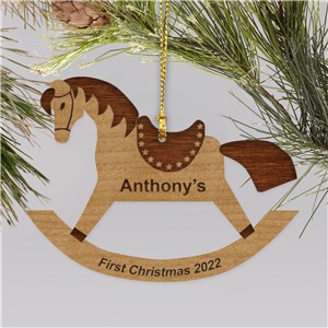 Personalized Rocking Horse Wood Christmas Ornament by Gifts For You Now