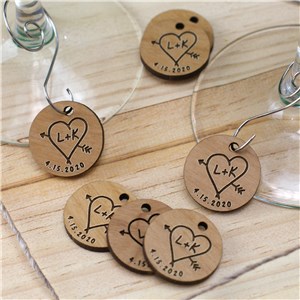 Image of Engraved Wood Initial Wine Charm Favors
