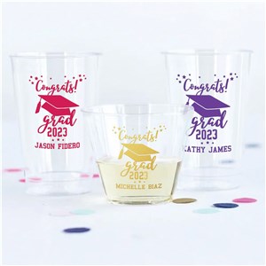 Personalized Congrats Grad Clear Plastic Cups - Burgundy - 16 Oz Plastic Cup by Gifts For You Now