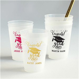 Personalized Congrats Grad Shatterproof Frosted Cups - Navy - 8 Oz Plastic Cup by Gifts For You Now