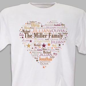 Personalized Heart Word-Art T-Shirt - White - Large (Mens 42/44- Ladies 14/16) by Gifts For You Now