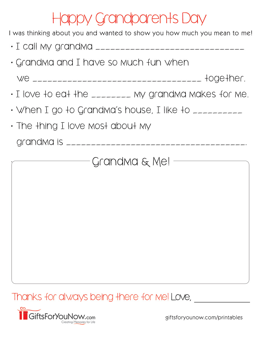 Grandparents Day Printable for Grandma