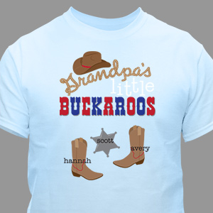 Personalized Grandpa's Little Buckaroos T-shirt - White - XL (Mens 46/48- Ladies 18/20) by Gifts For You Now