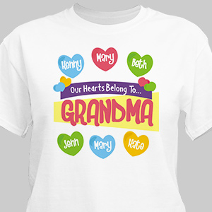 Image of Personalized Hearts Grandparents T-shirt