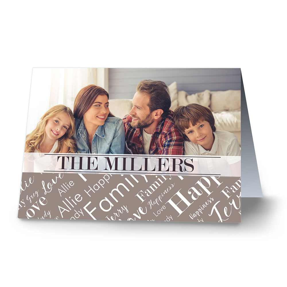 Personalized Family Photo Word-Art Card | Photo Greeting Cards