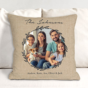 Personalized Photo Wreath Throw Pillow | Romantic Home