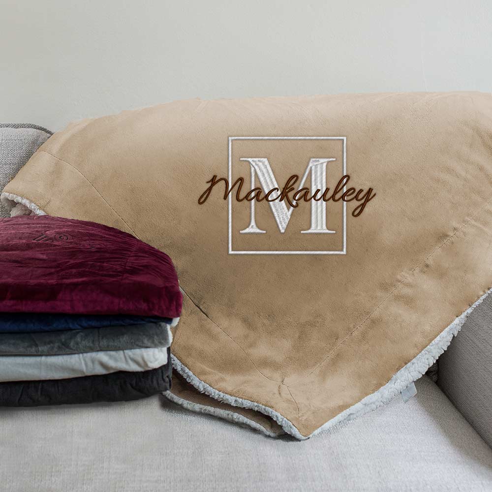 Embroidered Family Name Sherpa Blanket Giftsforyounow