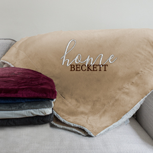 Embroidered Home Sherpa Blanket | Personalized Blankets