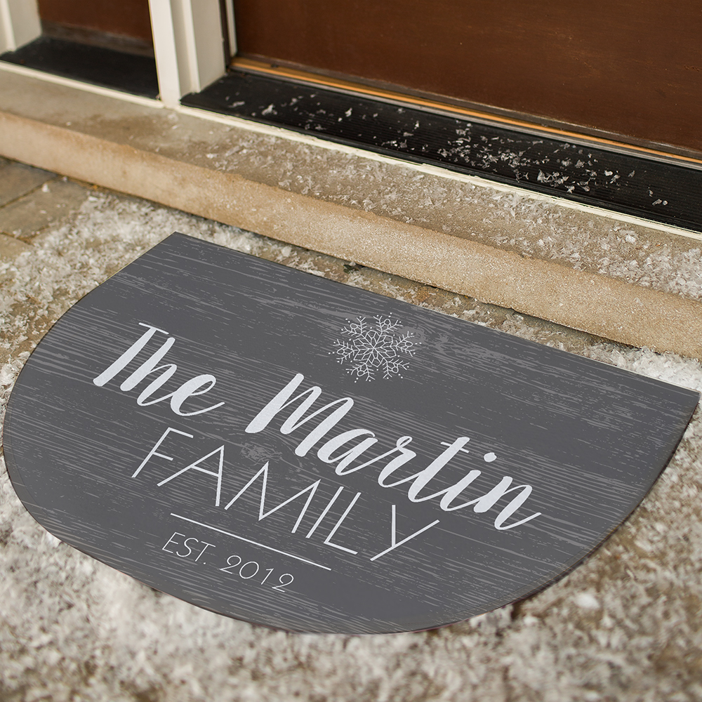 Personalized Snowflake Wood Grain Doormat | Personalized Doormats