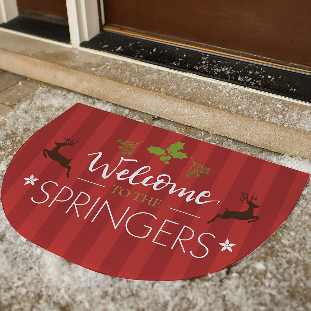Personalized Holiday Mistletoe Doormat GiftsForYouNow