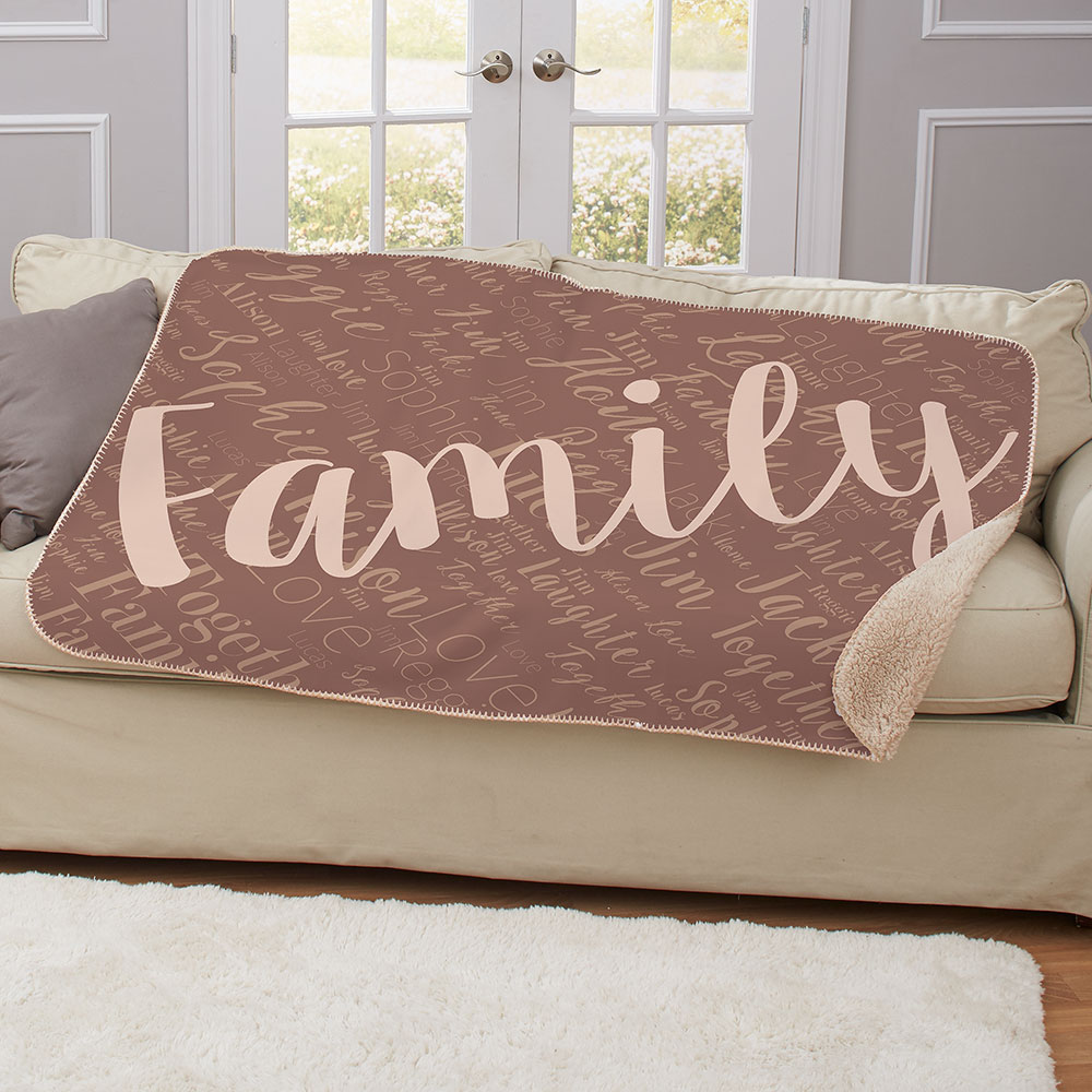 Personalized Family WordArt 50"x60" Sherpa Blanket GiftsForYouNow