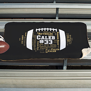 Personalized Football Word-Art Sherpa | Personalized Stadium Blankets